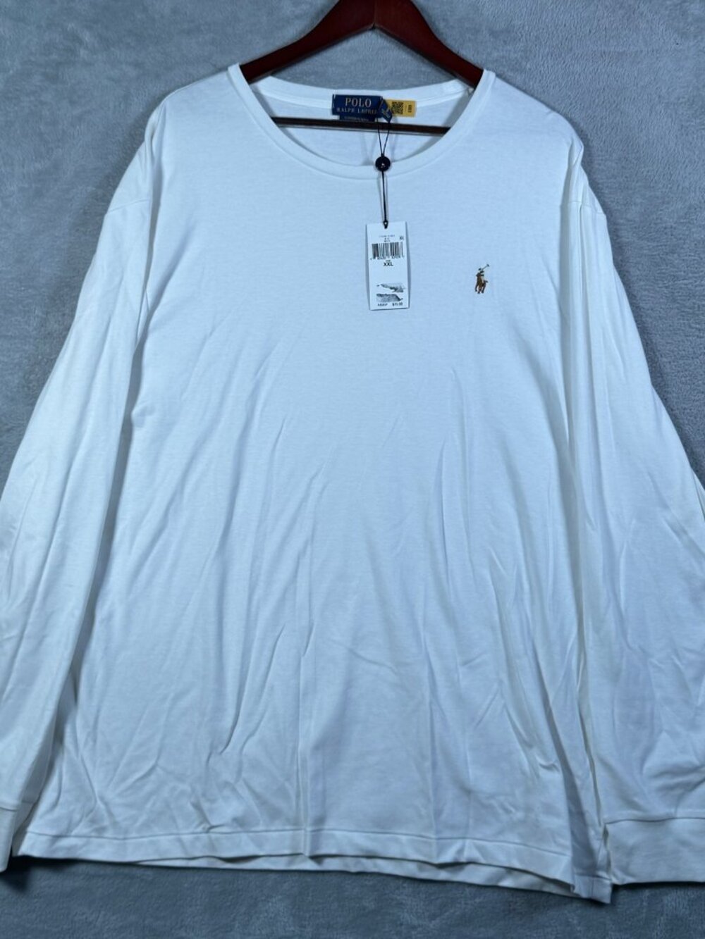 Polo Ralph Lauren T Shirt Mens XXL White Custom SLIM Fit Long Sleeve Soft $75